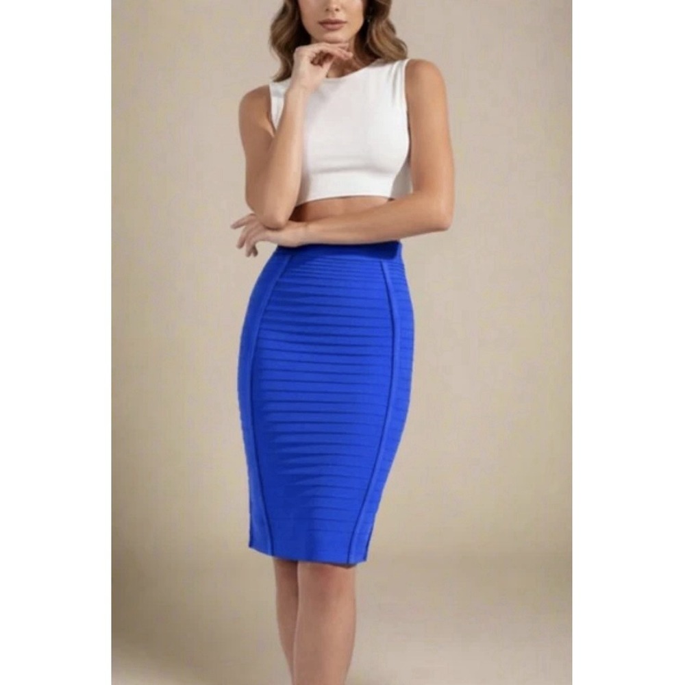 Pencil Bandage Knee Length Skirt- Royal Blue